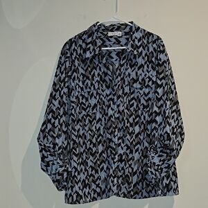 Kim Rogers Blue and Black Casual Button Down Shirt